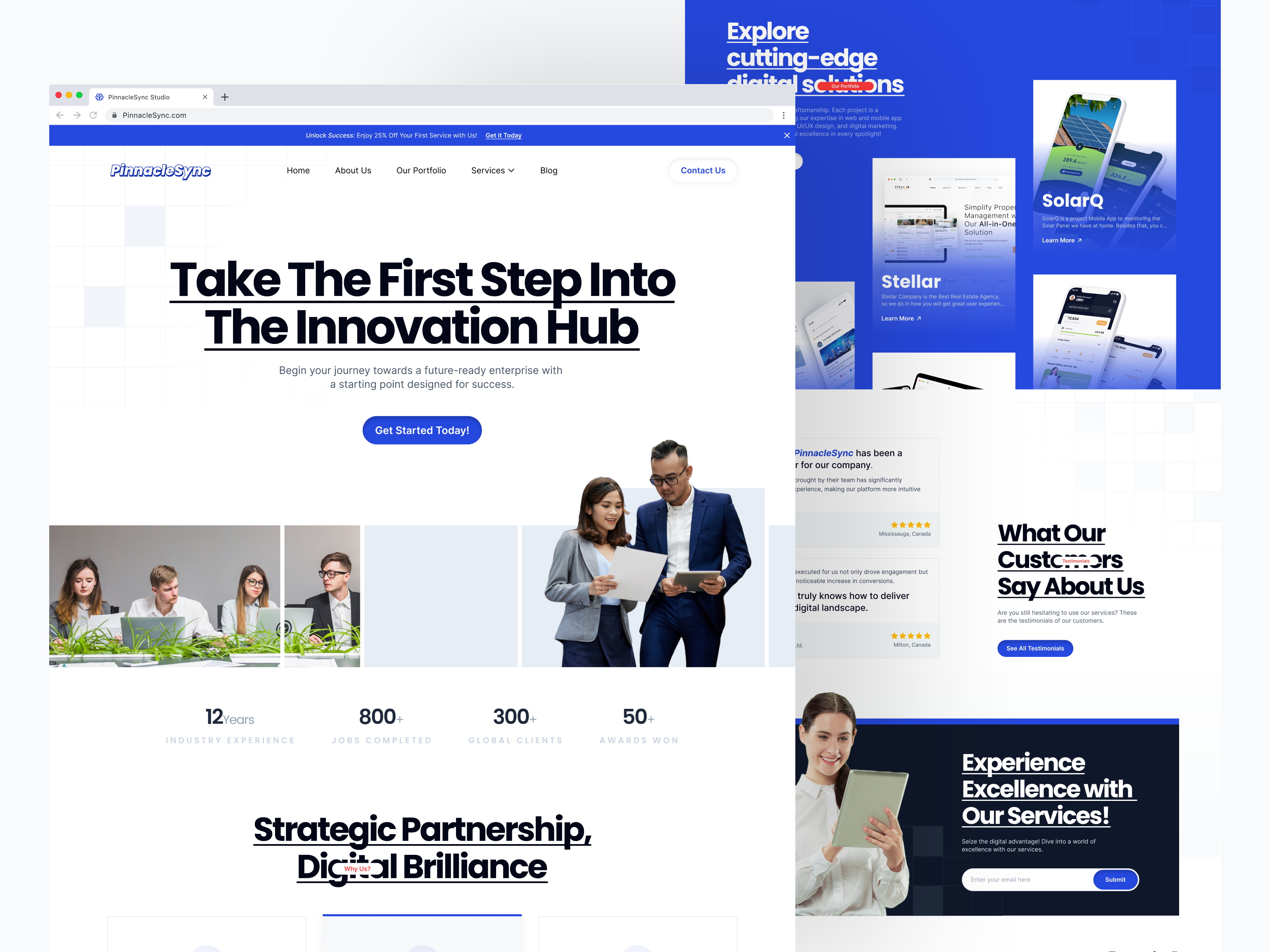 🌐 PinnacleSync • Digital Agency Landing Page agency creative cta design digital agency digital marketing hero landing page portfolio service studio testimonial ui ux web design website
