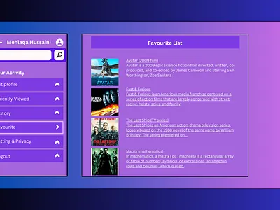 Favourite List items..!! #DailyUI #044