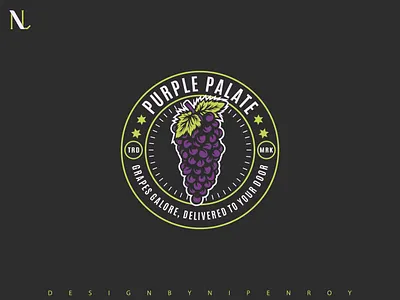 Purple Palate online food service vintage logo art brand branding branding design drawing food logo grapes graphic design green hand drawn logo illustration logo logo designer logodesign logomark logos logotype nature vector vintage logo