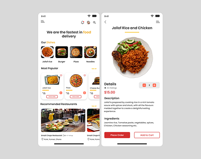 Food Order App UI design dailyui design ui ux