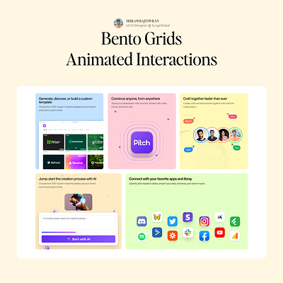 Bento Grids - Animated Interaction animation design figma ineractive motion graphics ui uiux web