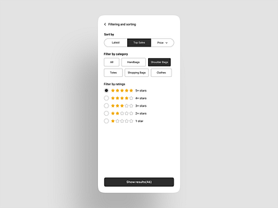 Filter option screen dailyui dailyuichallenge filters filters screen sorting products ui design