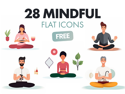 FREE Mindful Yoga Icons flat free icons illustrations mindful yoga