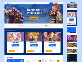 Online Casino Website UI with Responsive Design betting casino design digital figma gamer games live casino mockups online online casino online games play game responsive slots sport tournaments ui uiux design user interface