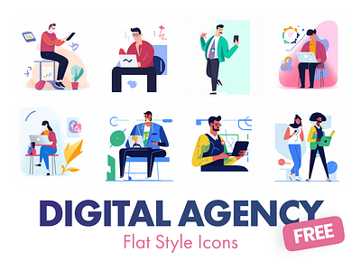 FREE Digital Agency Flat Icons Illustrations agency business creative digital flat free icons illustrations