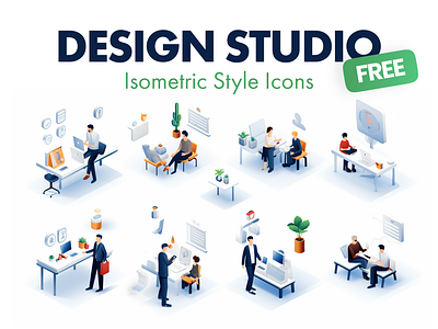 FREE Design Studio Isometric Icons free icons illustrations isometric