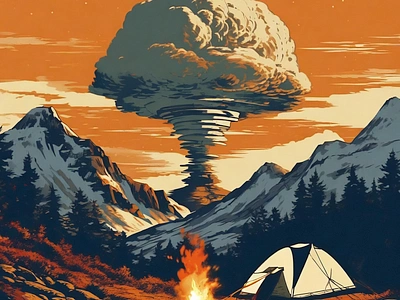 getting away from it all bomb camping fishing hiking mountain mushroom cloud nuclear openhiiemer war