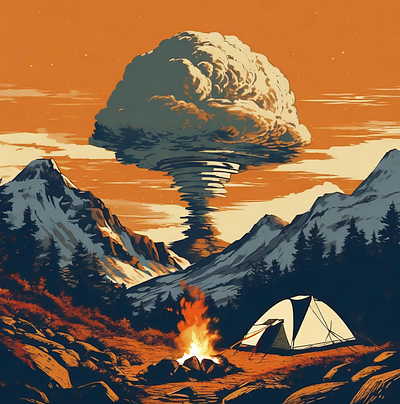 getting away from it all bomb camping fishing hiking mountain mushroom cloud nuclear openhiiemer war