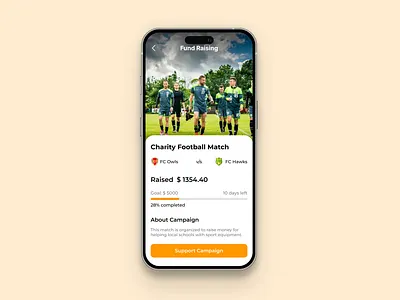 DailyUI 032 - Crowdfunding 100daysofui charity crowdfunding dailyui dailyui challenge design figma football fund raising ui