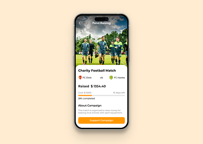 DailyUI 032 - Crowdfunding 100daysofui charity crowdfunding dailyui dailyui challenge design figma football fund raising ui