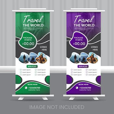 Travel Roll Up Banner-Template bg vect business poster byzed ahmed creative rolup banner designer roll up banner design rollup rollup banner template travel traveling traveling banner traveling poster