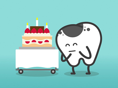 Bad Tooth Blowing Out Candles 2d after ef after effects animation cake character motion graphics rigging toon boom harmony