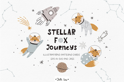 Stellar Fox Journeys textile print