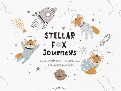 Stellar Fox Journeys textile print