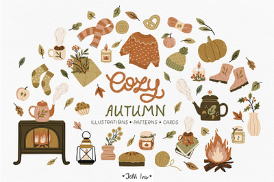 Cozy Autumn clipart & patterns foliage patterns