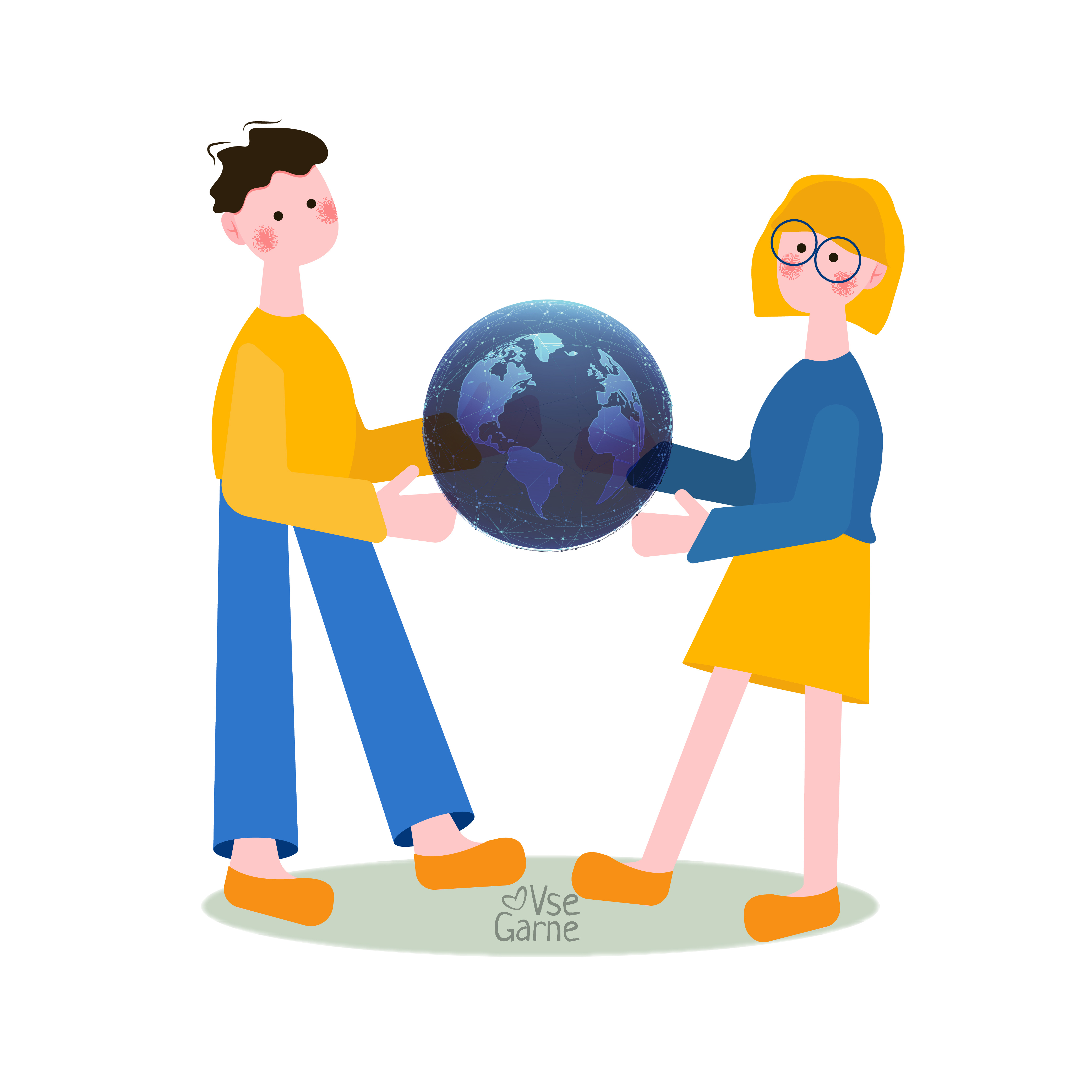 Earth Day blue blueyellow boy day design earth earth day girl illustration planet print save planet ukraine ukrainian colors vector yellow