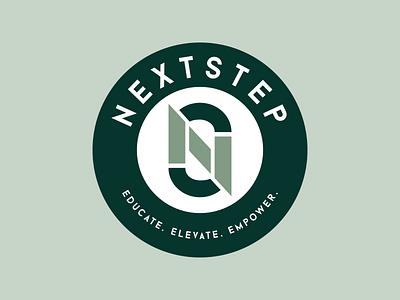 NextStep badge design brand branding circle circle badge green icon logo logo design logo mark mark steps