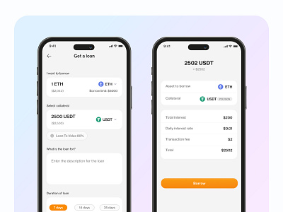 Get a loan blockchain mobile ui ui web3