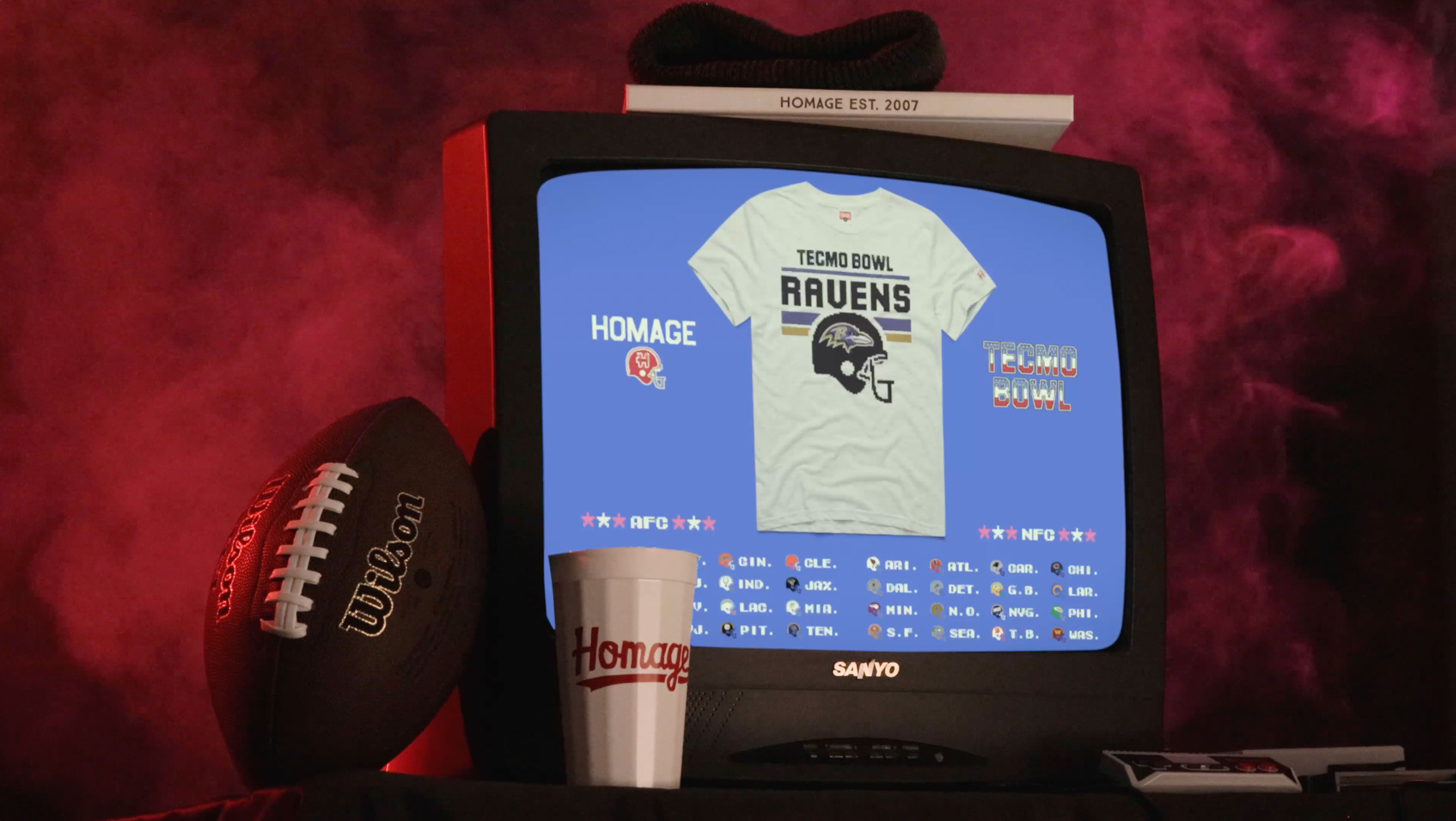 TECMO BOWL Product Launch Video 80s apparel football glitch homage nfl super bowl tecmo bowl video video editing video game video production