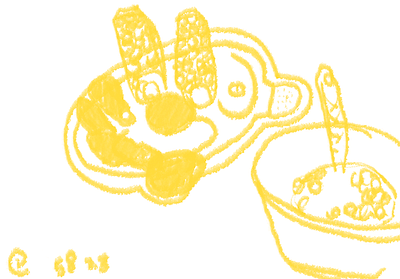 Corn, Sweet Potato with Green beans soup breakfast food procreate sketches