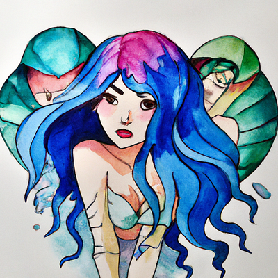 Abstract watercolor Mermaid abstract aqua art blue character design graphic design illustration mermaid watercolor