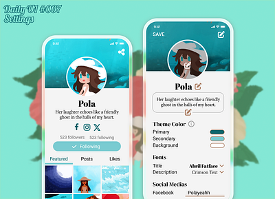 Daily UI #007 Settings app daily 100 challenge daily ui dailyui design illustration mobile design settings social media ui ui design uiux user profile ux design