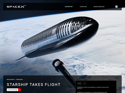 Starship Launch 2 3d branding cgi design elonmusk engineering livestream nasa rocket rocketship sci fi ship space spacex splashpage star starlink starship technology website