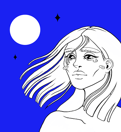 Cosmic girl blue cosmic girl illustration procreate sky sun