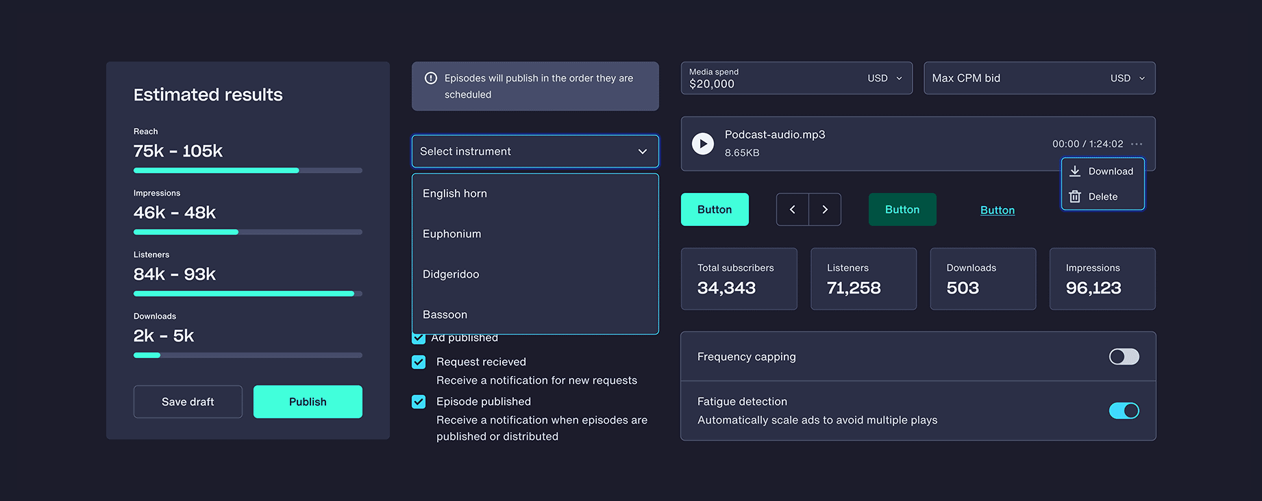 Tune design system accessibility button card component data design design system dropdown field form input libary select standards system