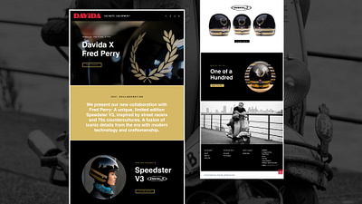 Davida X Fred Perry - Landing Page davida digital design fred perry helmet mobile motocycle ui ui design ui designer uiux web design website