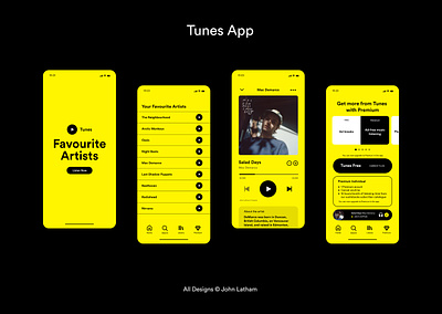 Tunes Concept Mobile App mobile app mobile app design mobile design music music app music player product designer spotify ui design uiux