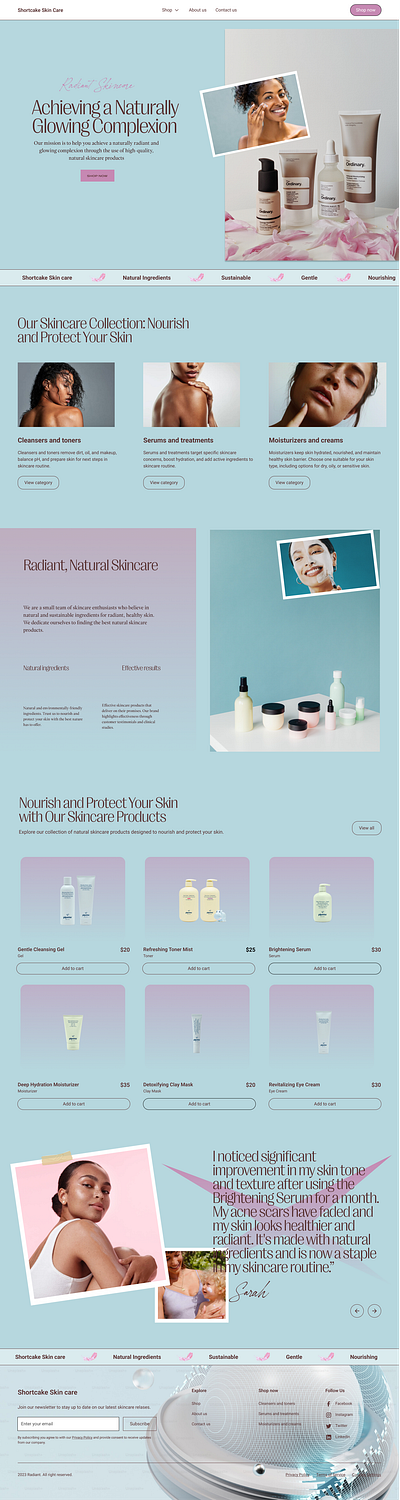 A Captivating Skincare Landing Page animation branding graphic design landing page skincare ui uiux