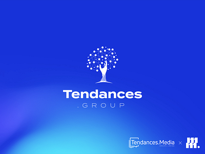 Tendances.Group logo agency branding connect design gradient graphic design hand identity illustrator link logo photoshop tech tree vector