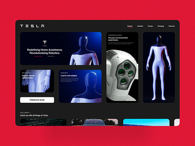 TeslaBot Concept Web Design 3d branding concept dark design dribbble graphic design saas tesla ui ux web webdesign