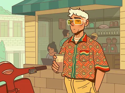 At the coffee shop. artist branding design digitalartist illustration