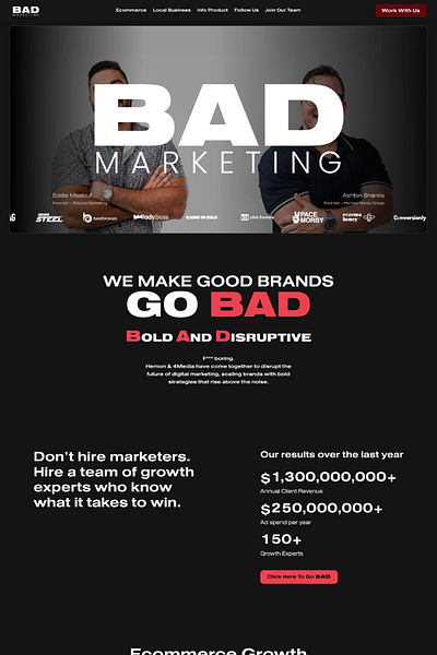 Bad Marketing animation branding dribble figma graphic design marketing web web design webflow website