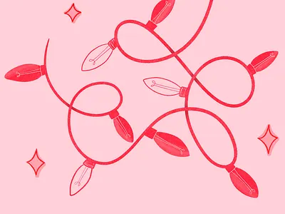 Think Pink 2023 christmas christmas lights glitter holiday illustration lights pink pink christmas procreate red christmas xmas