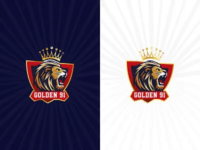 Introducing 'Golden 91' Sports Club Logo branding club crown golden lion logo red roaring sports