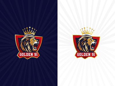 Introducing 'Golden 91' Sports Club Logo branding club crown golden lion logo red roaring sports