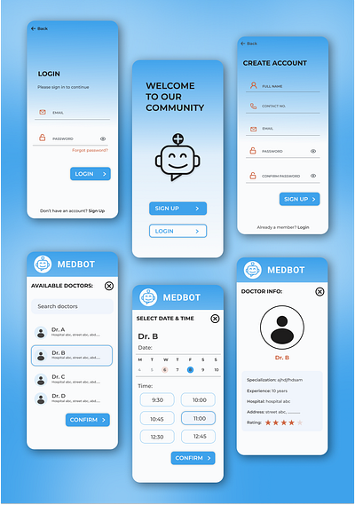 MEDBOT - A Healthcare App app appointment chatbot design doctor figma healthcare ui