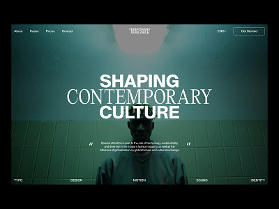 SHAPING CONTEMPORARY CULTURE animation branding brutalism composition design digital fashion figma interaction landing layout minimalism neobrutalism typo typography ui ux visual identity website white space