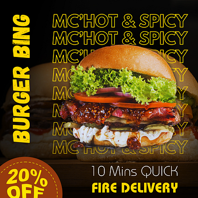 Spicy Burger Poster Design 3d burger burger graphic design burger graphic poster burger poster design graphic design