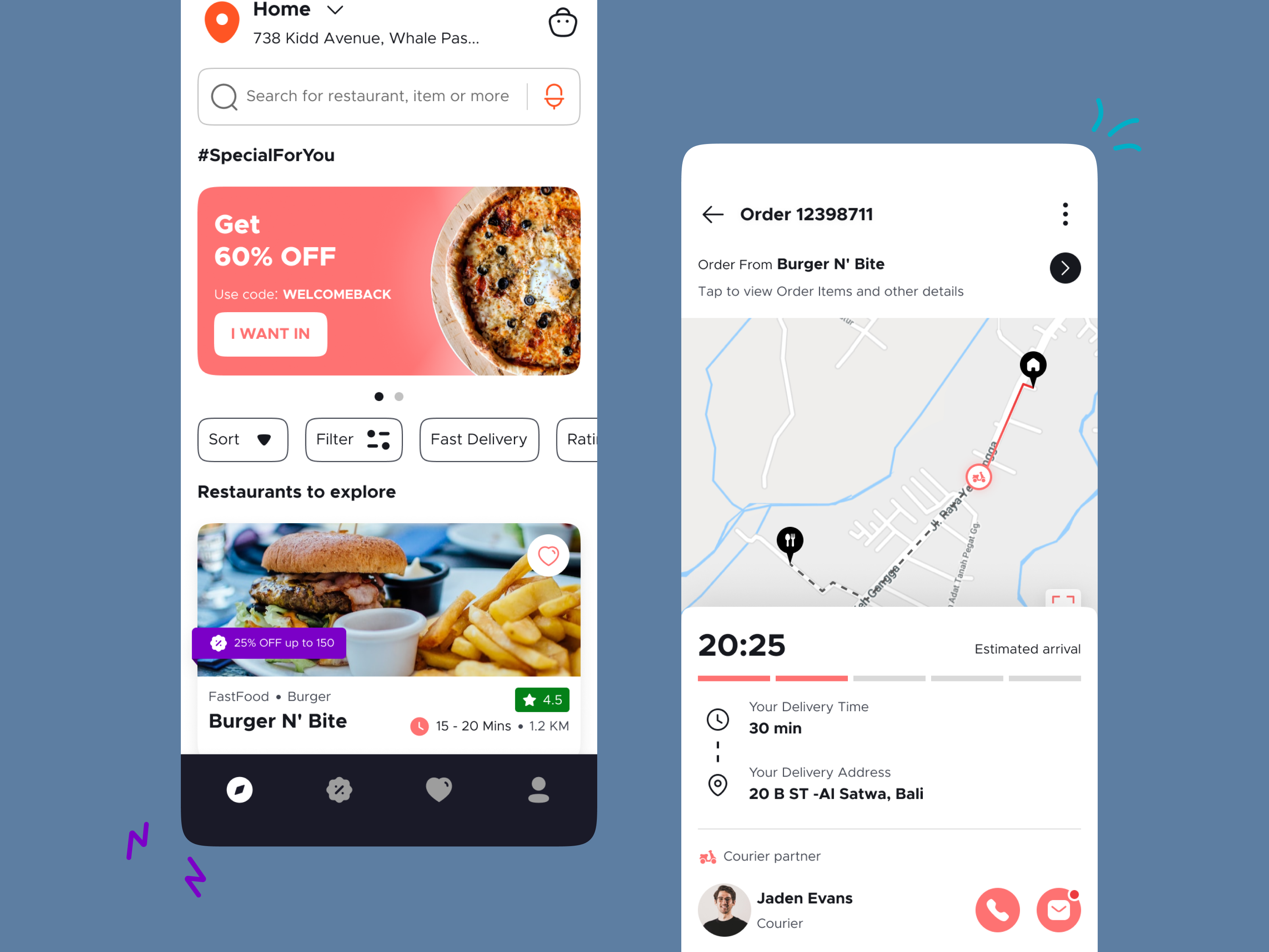 Delivery App Design address app app design banner branding card delivery app delivery map fitler set food food dellivery app food explore map mobile design order order app order details search uiux ui design