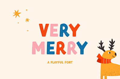 Very Merry Playful font color font colorful font font handwriting handwritten kids font motivational quotes playful font retro font textured font winter holidays winter illustration
