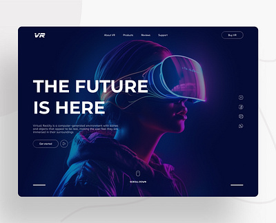 VR Landing page UI Design color theory concept design figma futuristic graphic design landing page logo neon prototype typography ui vr