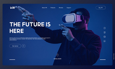 VR Landing page UI Design color theory concept design figma futuristic graphic design landing page logo neon prototype typography ui vr