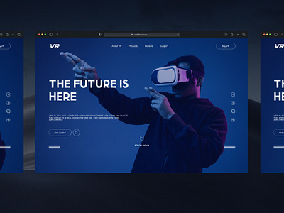 VR Landing page UI Design color theory concept design figma futuristic graphic design landing page logo neon prototype typography ui vr