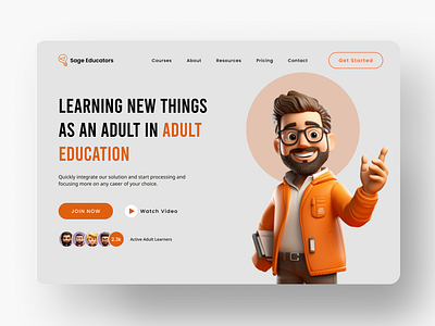 Sage Educators Landing page adult education adult learning design figma graphic design landing page landingpage ui ui design ui ux uidesign uiux web design web ui webdesign website ui webui