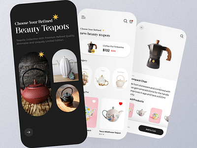 Teapots Mobile App app design app ui appui design ecommerce figma mobile mobile app ui mobile design shopping store teapots ui ui design ui ux uidesign uiux