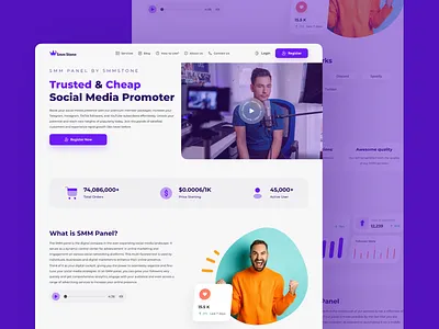 Social Media Promoter Landing Page design engagement instagram landing page media mobile purple social social media ui